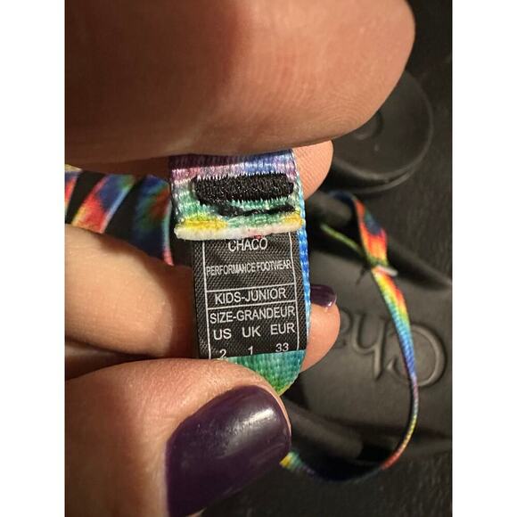 NEW Chacos Chillos Sport Big Kids Dark Tie Dye Sandals, Sz 2, Unisex (C107) - Picture 6 of 9